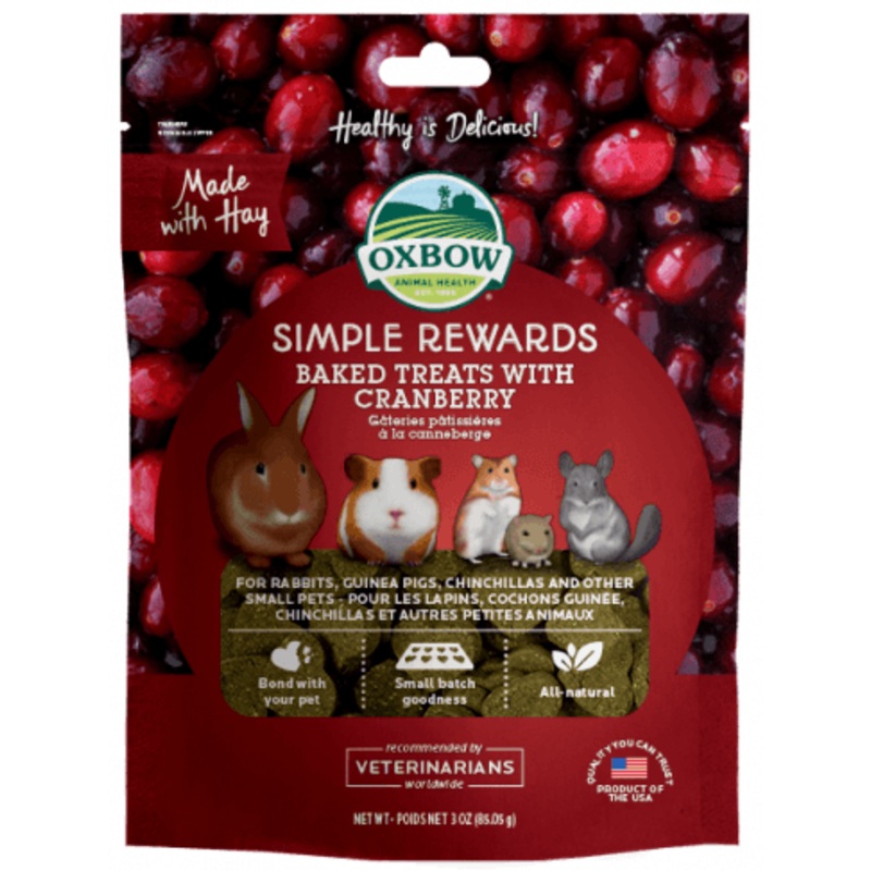 Oxbow Simple Rewards Baked Treats With Cranberry Small Animal Treats