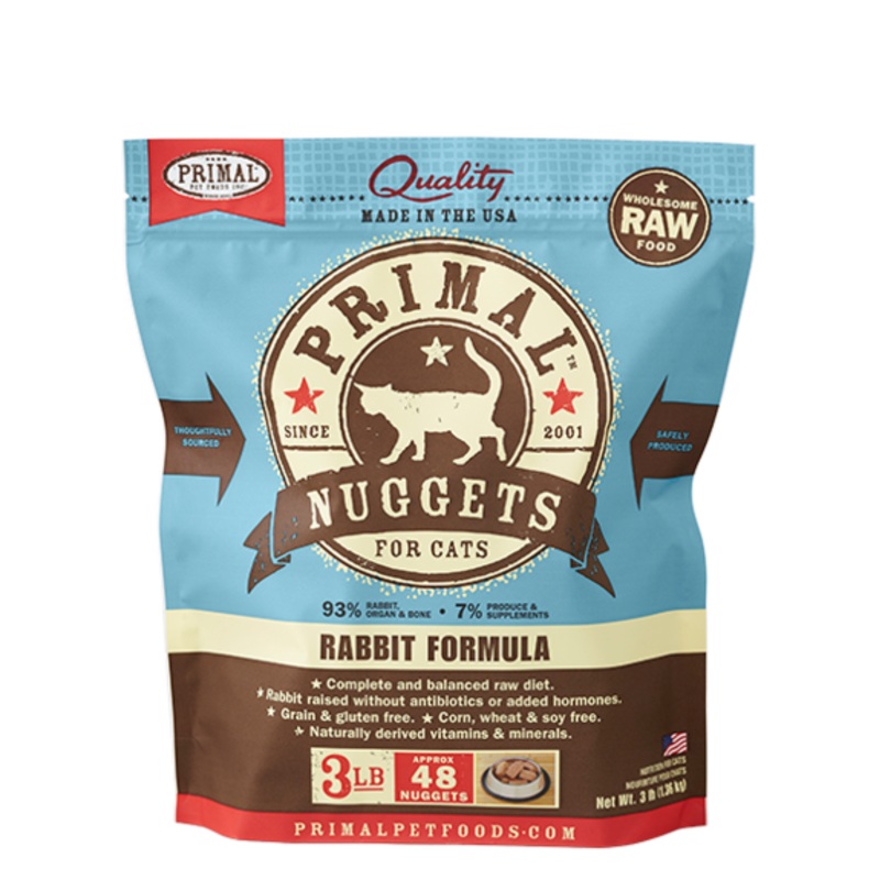 Primal Raw Frozen Rabbit Nuggets Cat Food