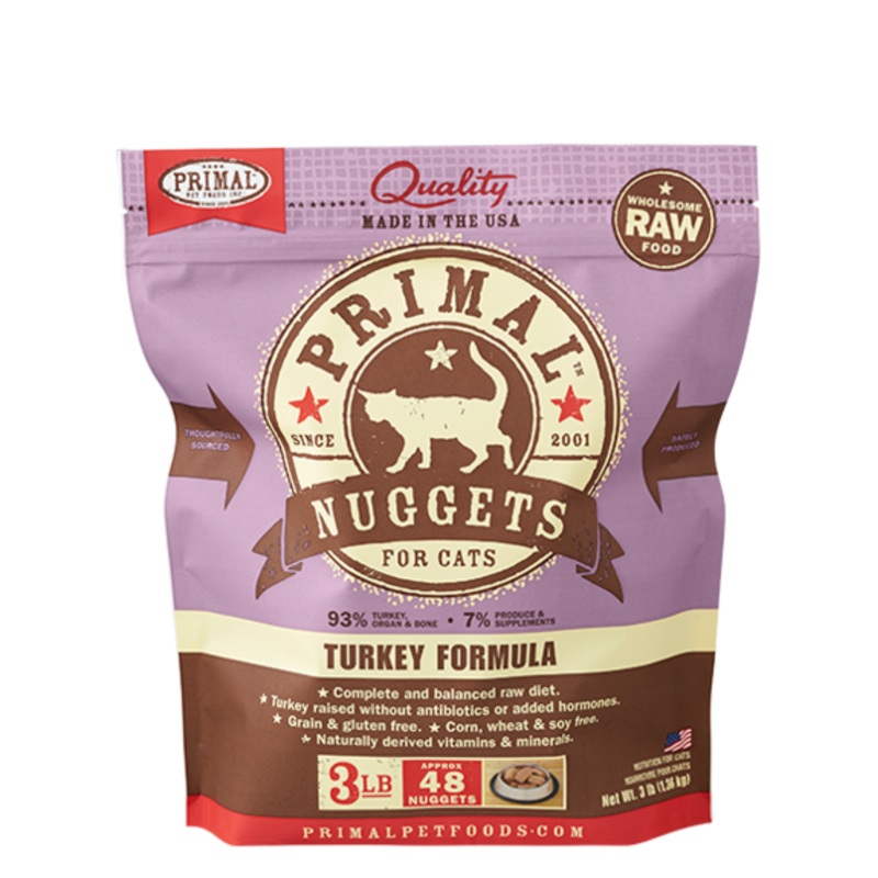 Primal Raw Frozen Turkey Nuggets Cat Food