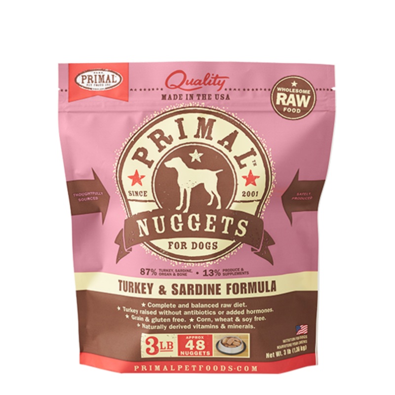 Primal Raw Frozen Turkey & Sardine Nuggets Dog Food