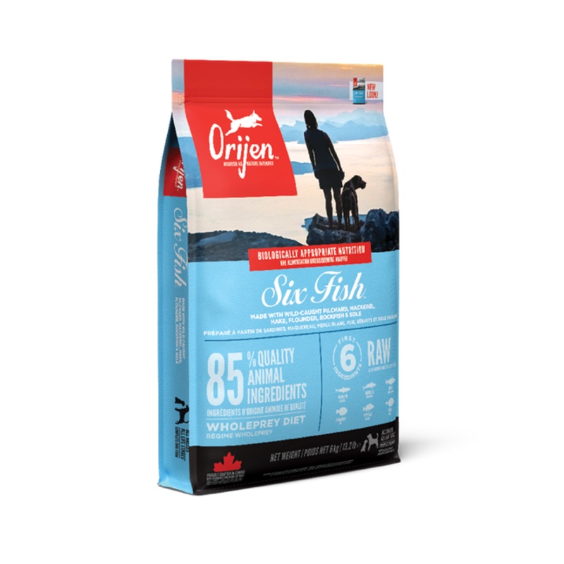 Orijen Six Fish Dog Food|4.5 lb bag|13 lb bag|25 lb bag