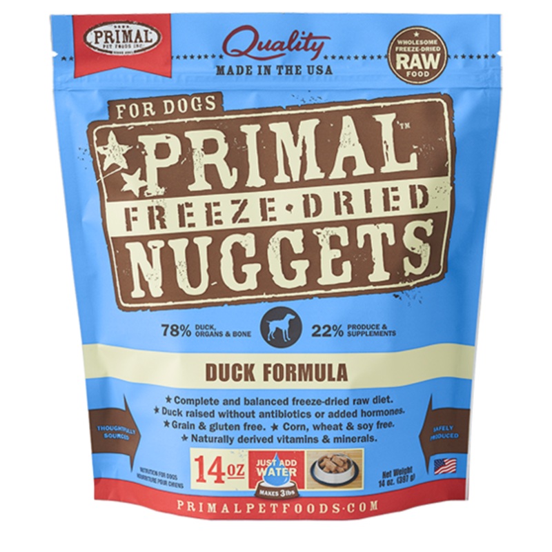 Primal Raw Freeze Dried Duck Nuggets Dog Food