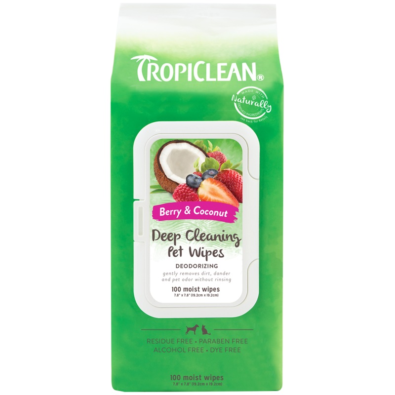 Tropiclean Berry & Coconut Deep Cleaning Wipes For Pets