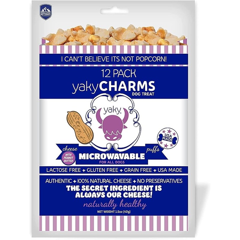 Yaky Charms Microwaveable Cheese Puffs With Peanut Butter Dog Treats