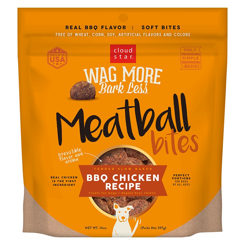 Cloud Star Wag More Bark Less Meatball Bites BBQ Chicken Recipe Dog Treats