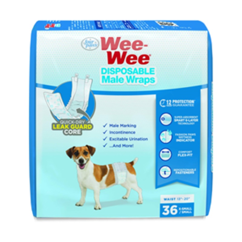 Wee-Wee Disposable Male Dog Wraps 36 Count