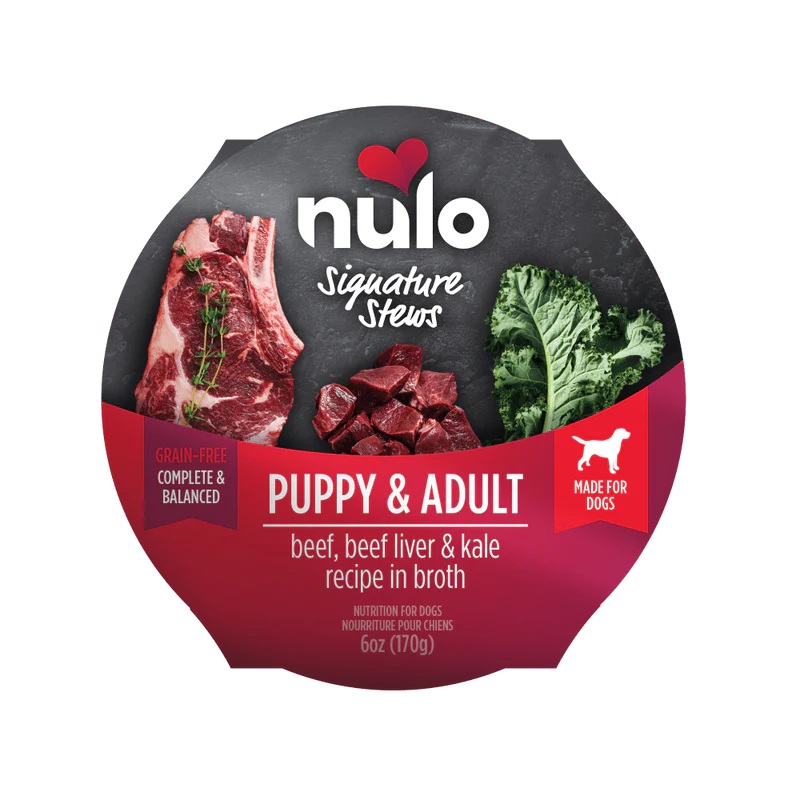 Nulo Beef, Beef Liver & Kale in broth signature stew for puppies & adult dogs 6oz