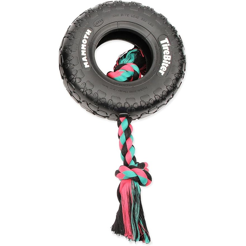 MAMMOTH TIREBITER II  with rope tug toy for dogs