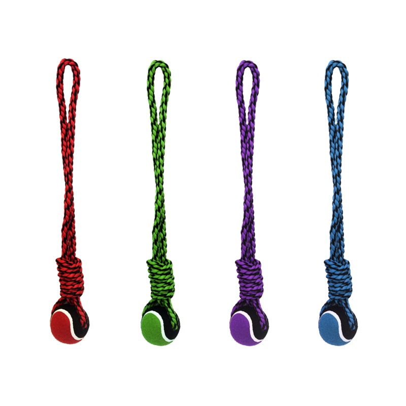 MULTIPET NUTS FOR KNOTS ROPE TUG W/TENNIS BALL 20-in