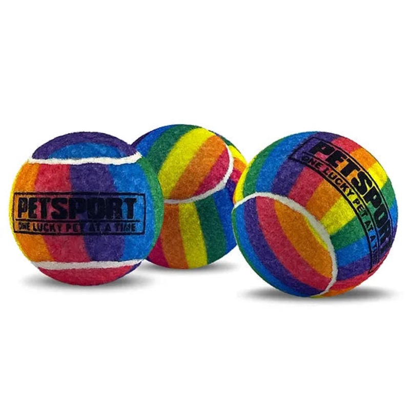 PETSPORT TUFF RAINBOW SQUEAK BALLS 2.5 3-Pk