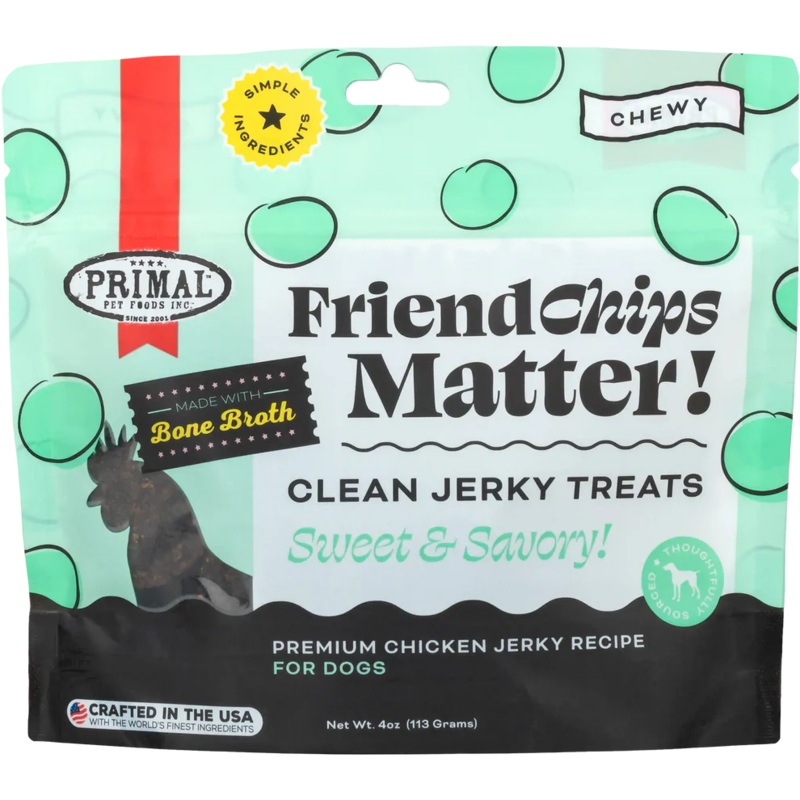 PRIMAL 4oz K9 Chicken FriendChips Matter Jerky Treats for Dogs