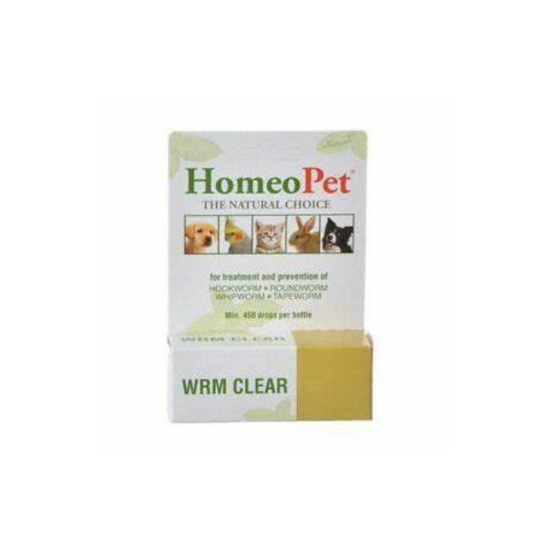 HomeoPet WRM Clear Dog, Cat, Bird & Small Animal Supplement, 450 drops