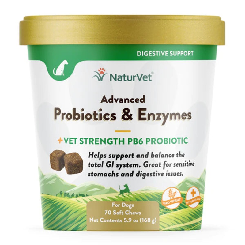 NaturVet Advanced Probiotics & Enzymes Plus Vet Strength PB6 Probiotic Soft Chews Dog Supplement
