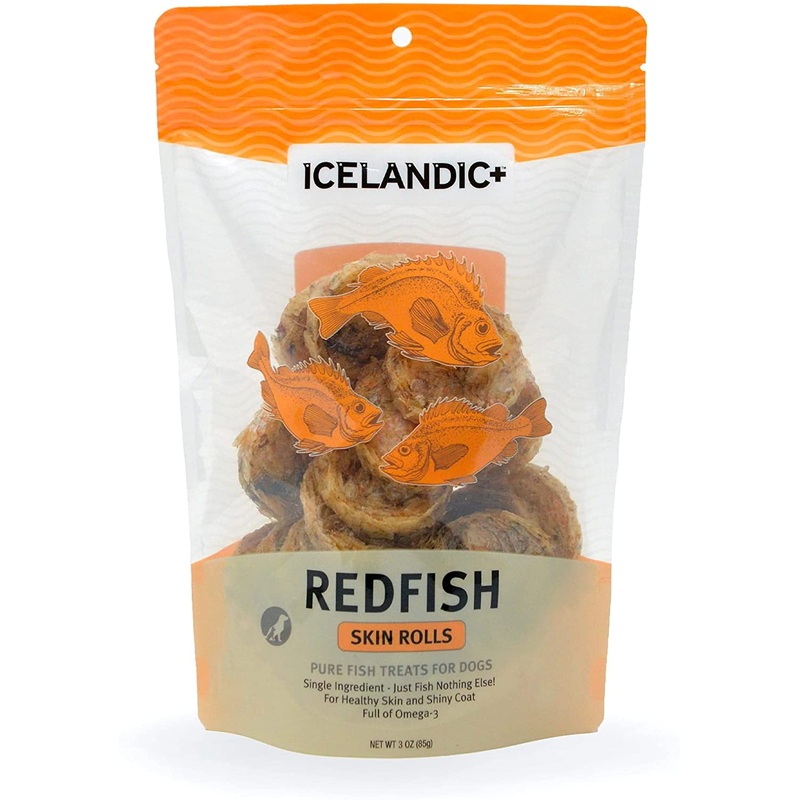 Icelandic+ All-Natural Dog Chew Treats Redfish Skin Rolls