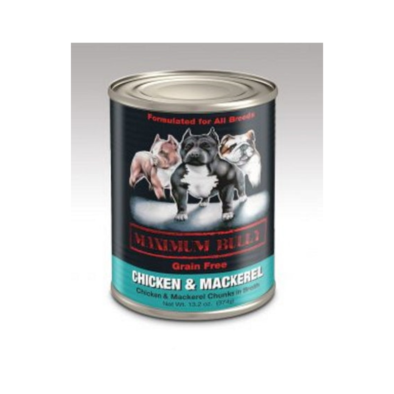 Maximum Bully Chicken & Mackerel Chunks in Broth 13.2oz