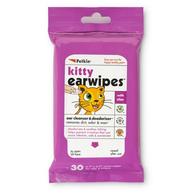 Petkin Kitty Earwipes 30 Count