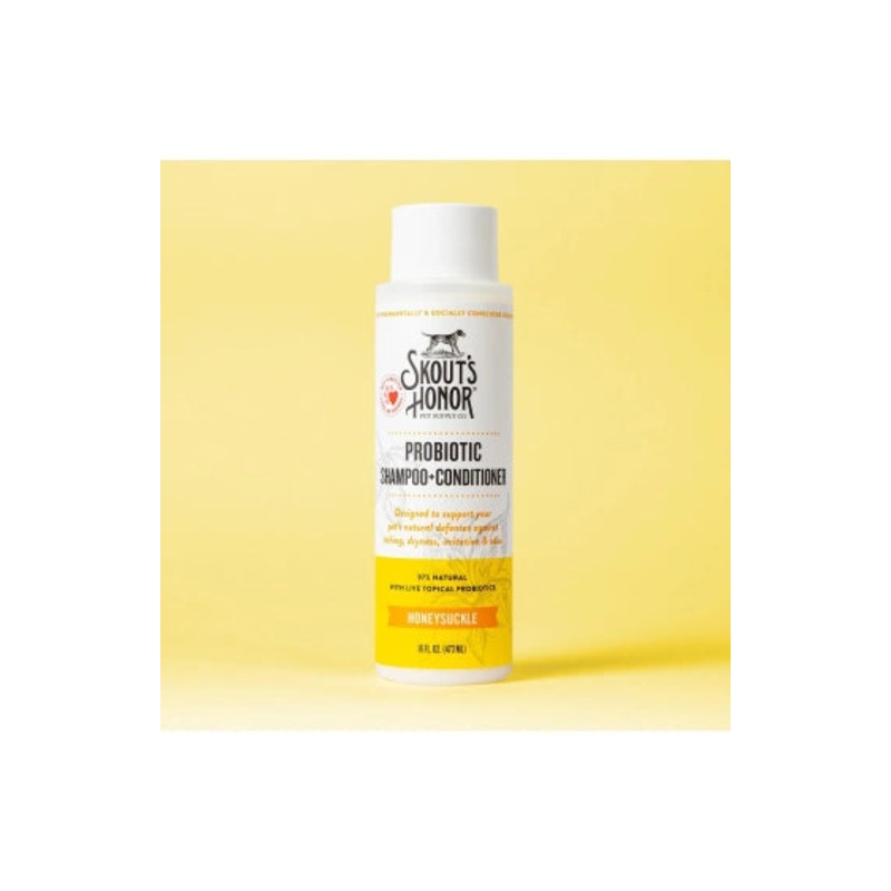 Skouts Honor Probiotic Shampoo & Conditioner for Dogs & Cats Honeysuckle 16-oz