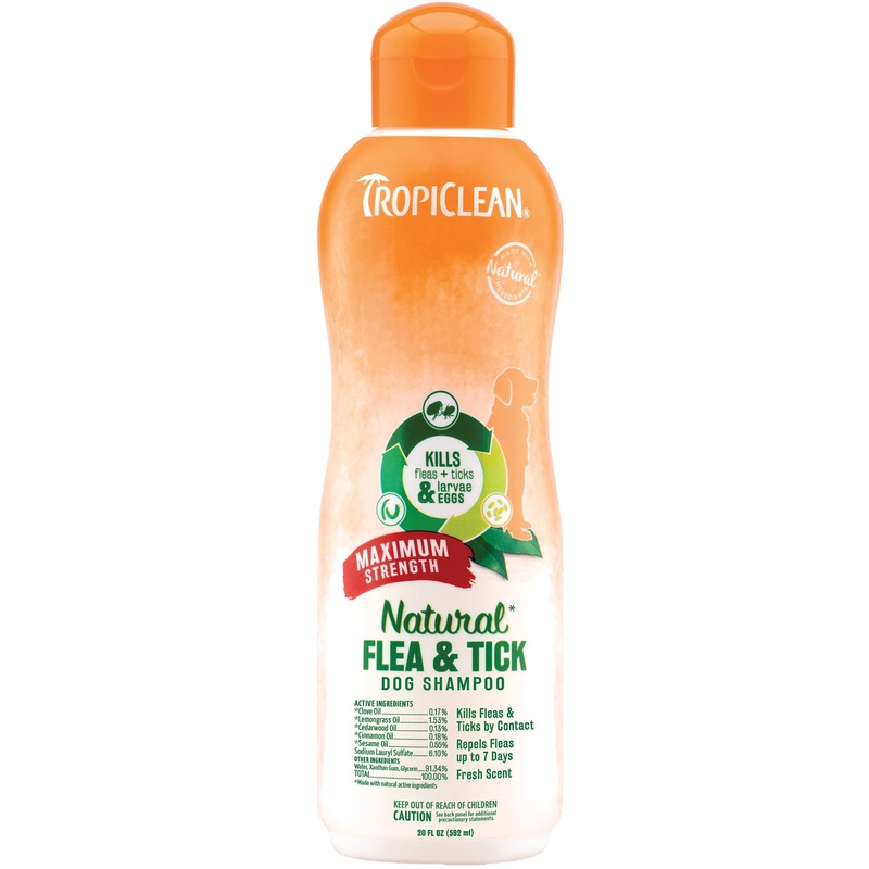 TROPICLEAN NATURAL FLEA & TICK MAXIMUM STRENGTH SHAMPOO FOR DOGS