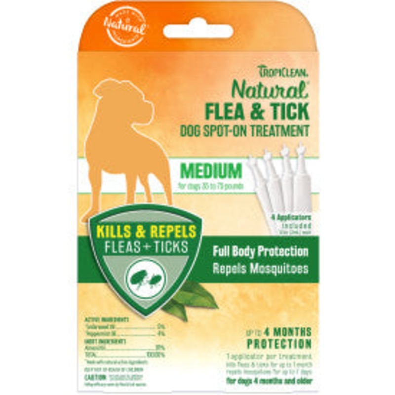 TropiClean Natural* Flea & Tick Spot-On Treatment for Medium Dogs 35 to 75 lbs.