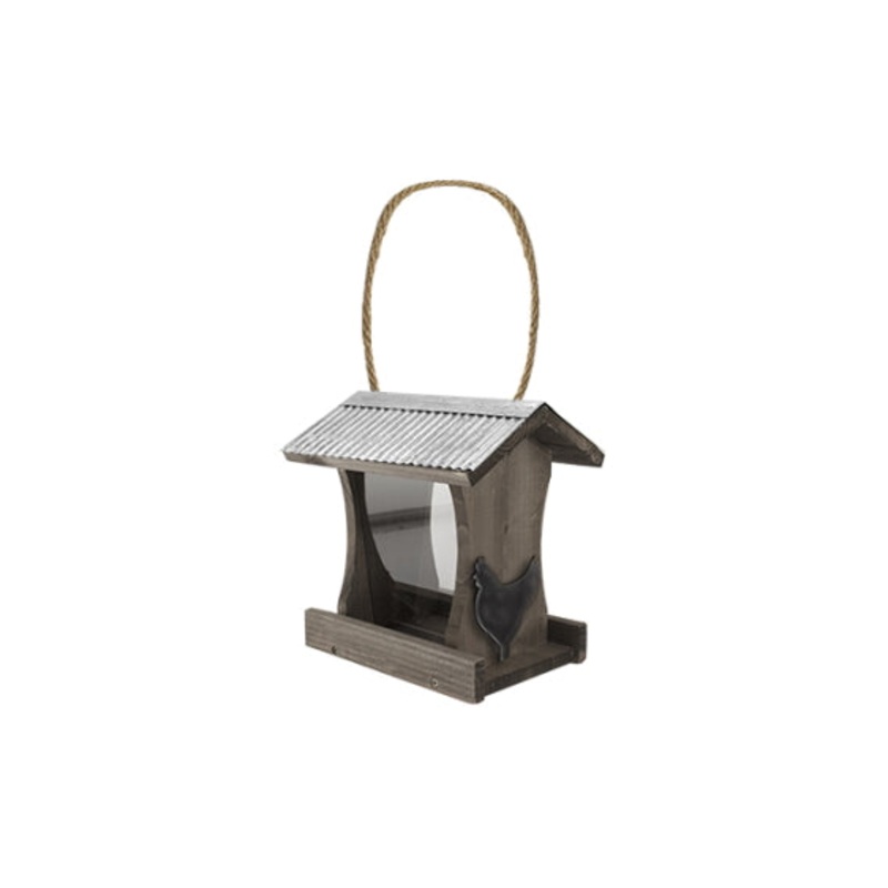 Woodlink Rustic Farmhouse Tall Hopper Feeder with Metal Rooster Stamping