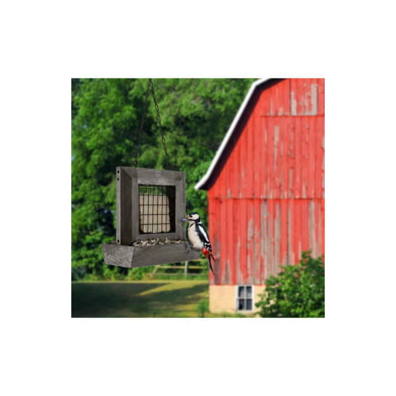 Woodlink Rustic Farmhouse Wood Window Single Suet Feeder with Window Box