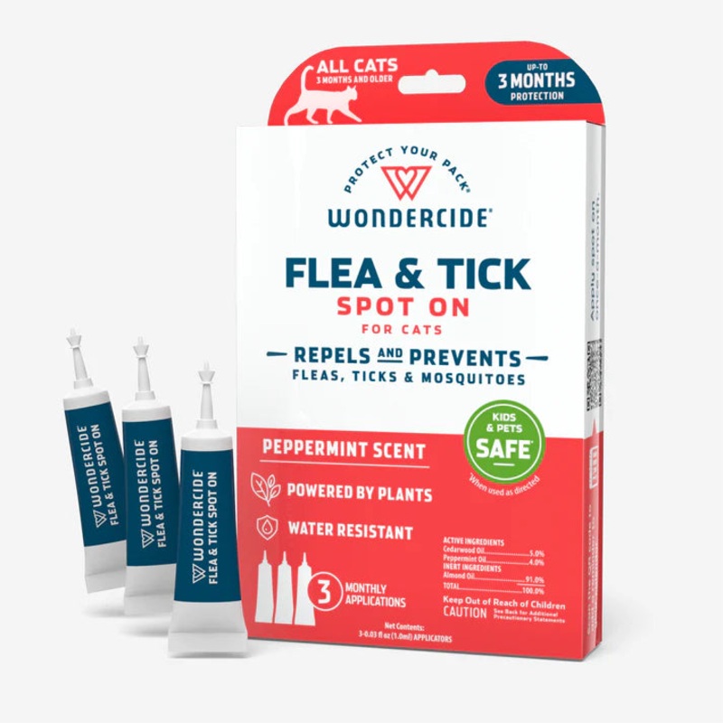 Wondercide Flea & Tick Spot On for Cats with Natural Essential Oils – 3 mon