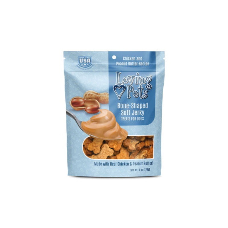 Loving Pets Chicken & Peanut Butter Bone-Shaped Jerky Treats