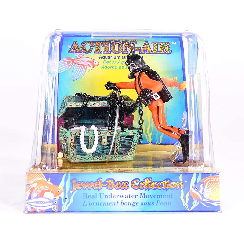 Penn Plax Action Treasure Chest and Diver Aquarium Ornament