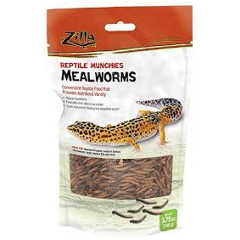 Zilla Reptile Munchies Mealworms Lizard Food, 3.75-oz bag