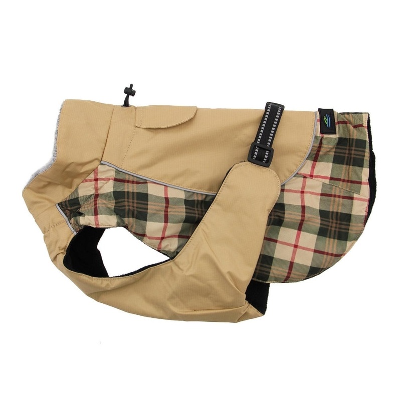 Beige Plaid All Weather Dog Coat