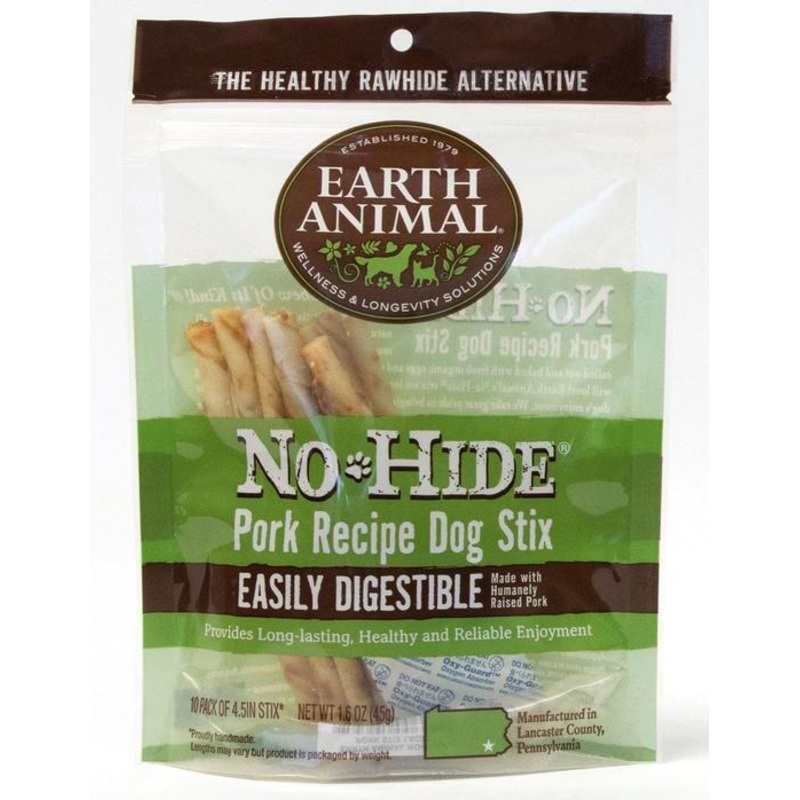 Earth Animal No-Hide Pork Recipe Stix Dog Treats, 10 Pack