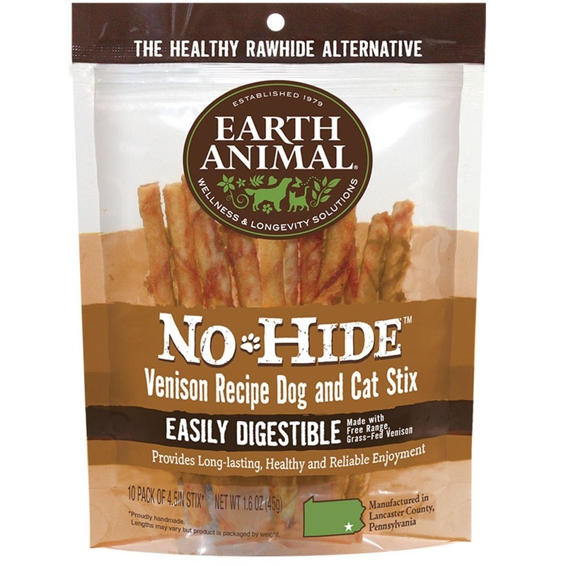 Earth Animal No-Hide Venison Recipe Stix Dog Treats, 10 Pack