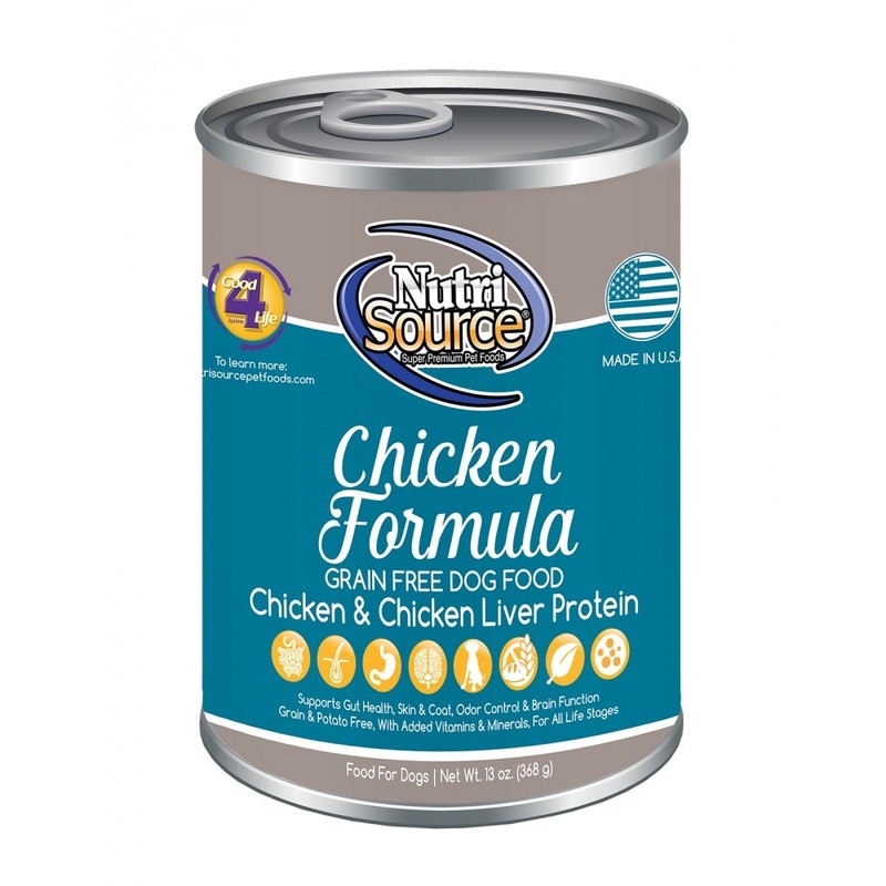 NutriSource Grain Free Chicken Formula Canned Dog Food, 13-oz