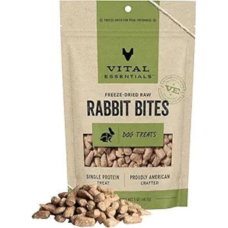Vital Essentials Freeze Dried Rabbit Bites Vital Treats for Dogs