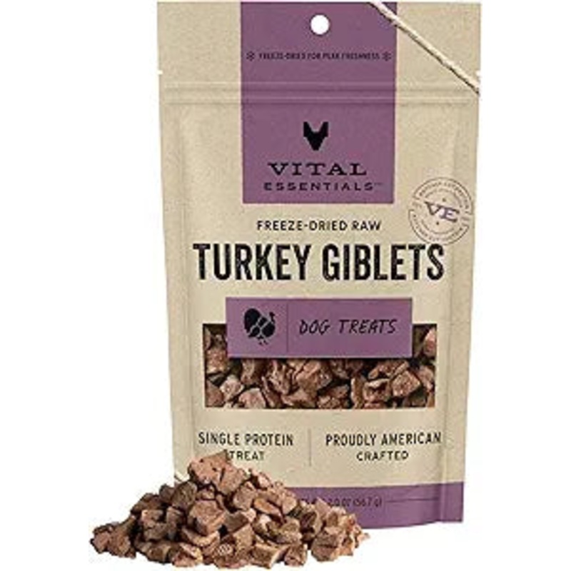 Vital Essentials Freeze Dried Turkey Giblets Vital Treats for Dogs