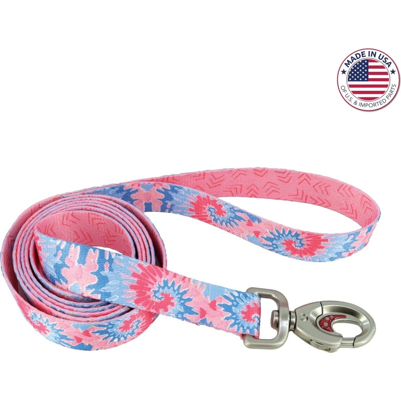 Coastal Sublime Adjustable Dog 6ft Leash – Pink Tie Dye with Pink Arrows