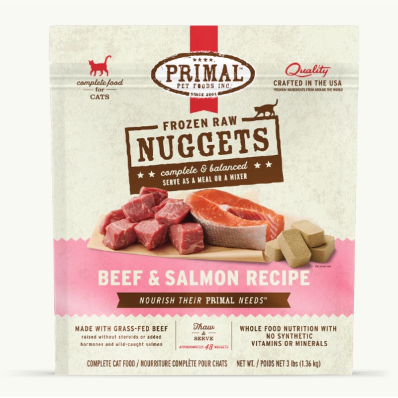 PRIMAL CAT BEEF SALMON FROZEN 3LB