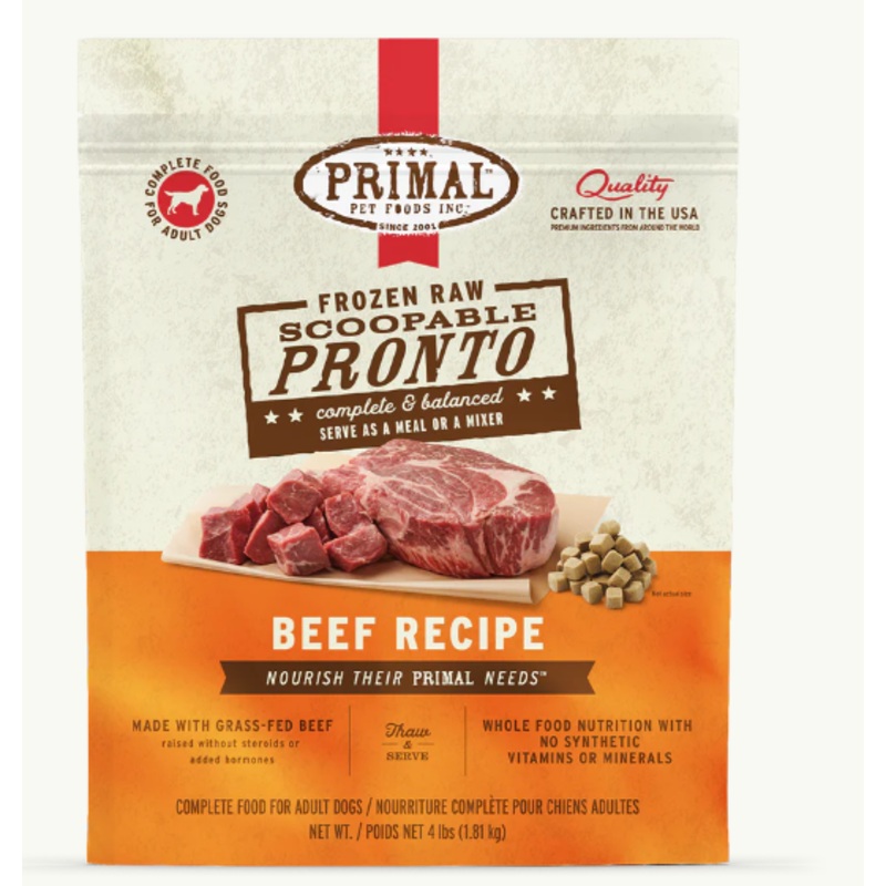Primal Pronto Beef Formula Raw Dog Food 4lb