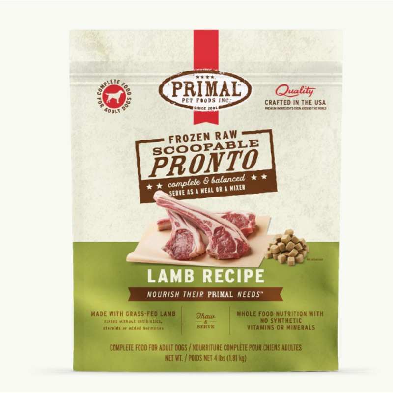 Primal Pronto Lamb Formula Raw Dog Food 4lb