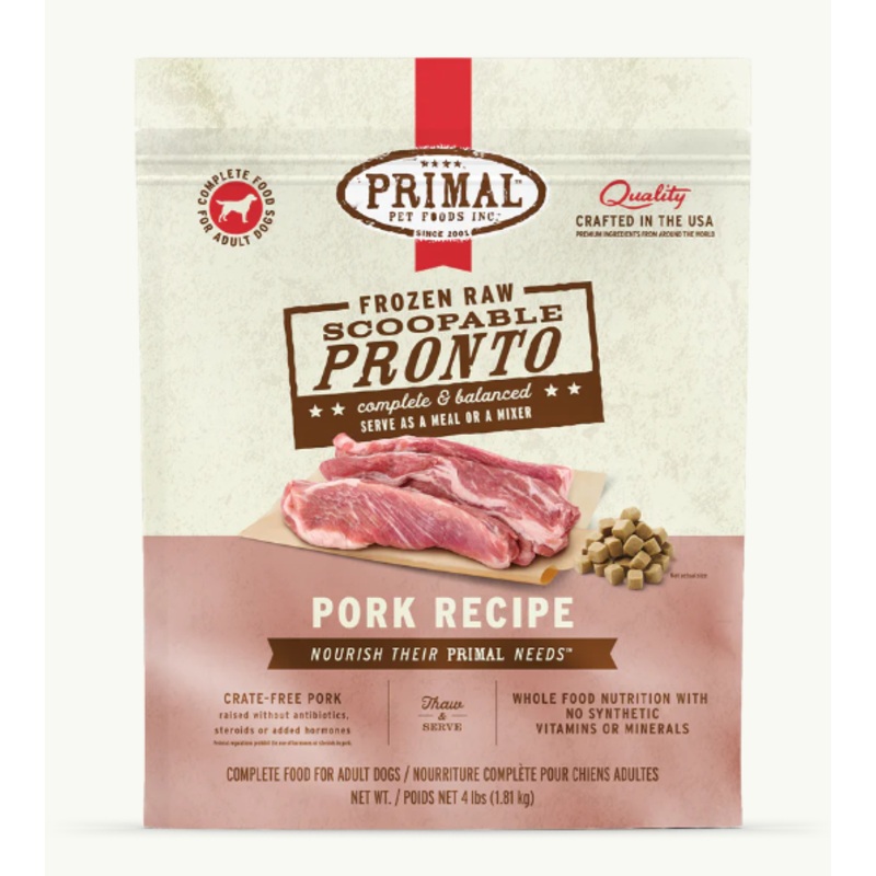 Primal Pronto Pork Formula Raw Dog Food 4lb