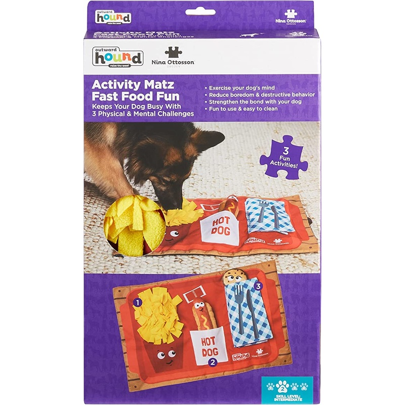 Outward Hound Nina Ottosson Activity Matz Fast Food Fun Game Plush Dog Puzzle Mat