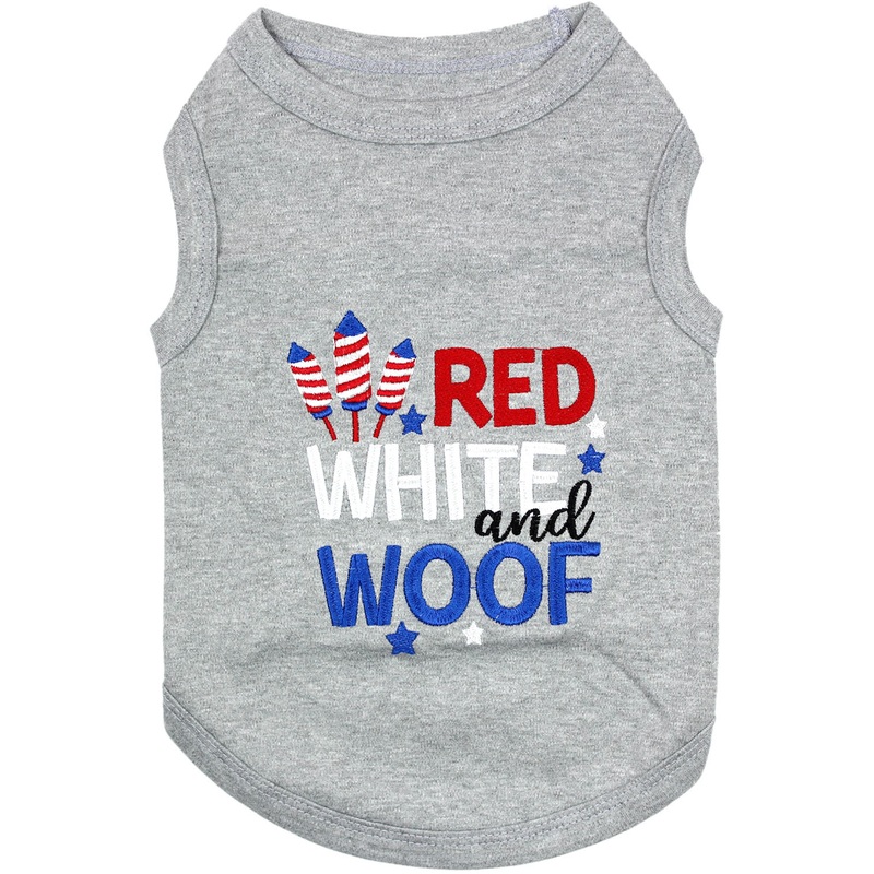 Red White and Woof Dog T-Shirt