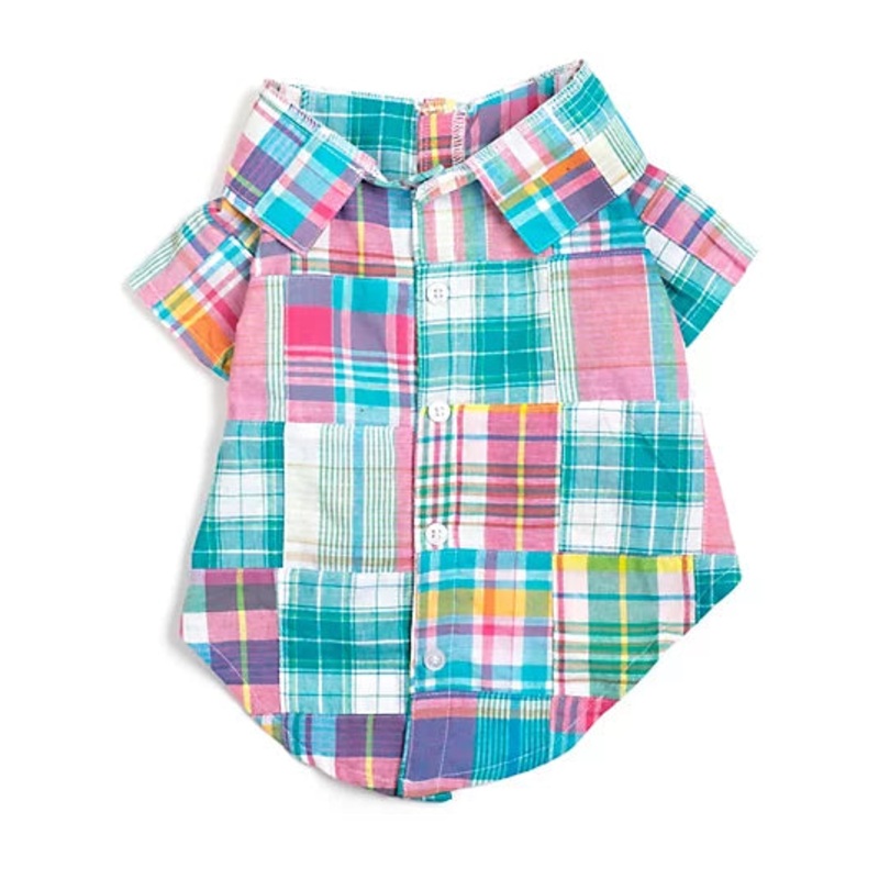 WORTHY DOG Turq Multi Patch Madras Shirt