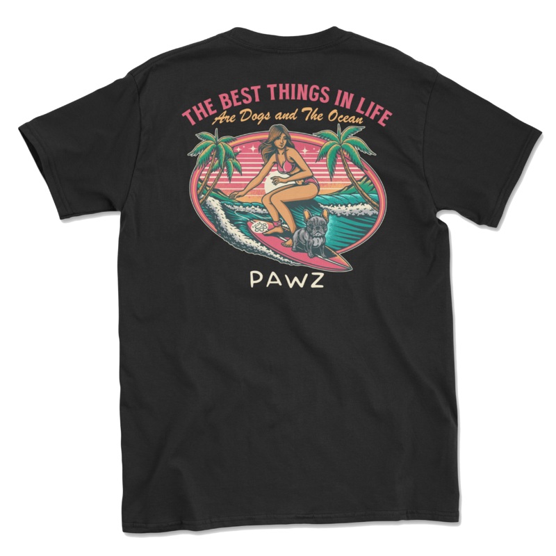 Surf Frenchie (Adult Short Sleeve T-Shirt)