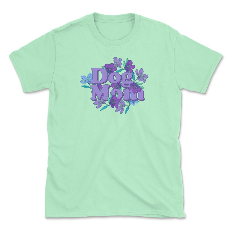Orchid Dog Mom – Mint (Front Print) (Adult Short Sleeve T-Shirt)