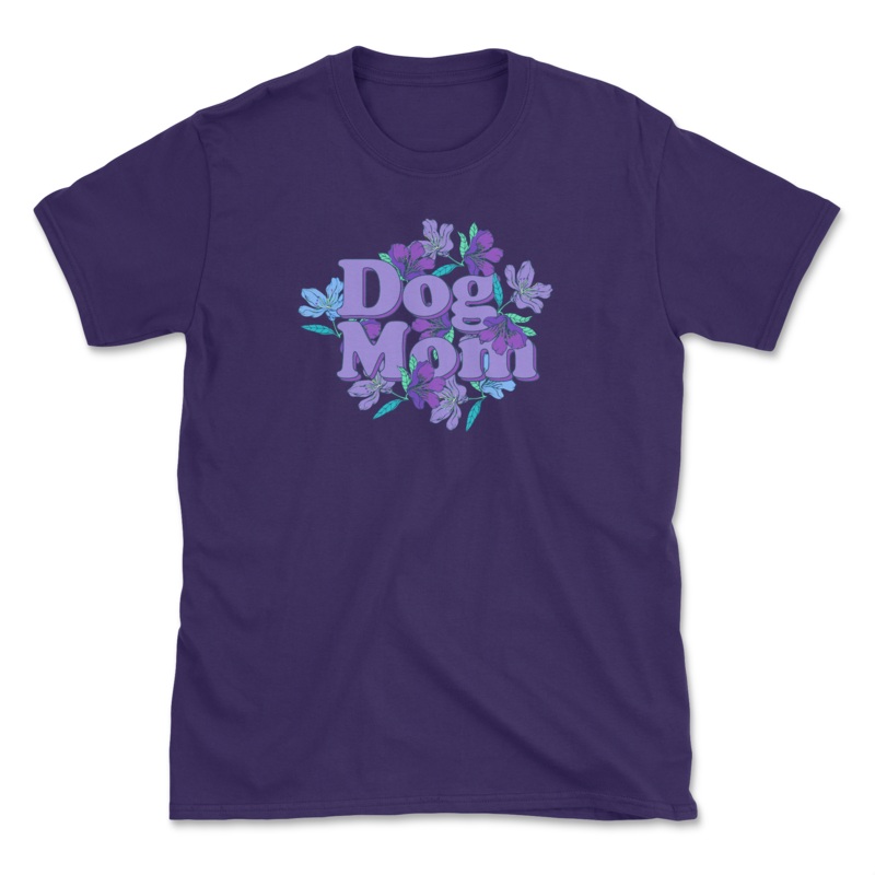 Orchid Dog Mom – Purple (Front Print) (Adult Short Sleeve T-Shirt)