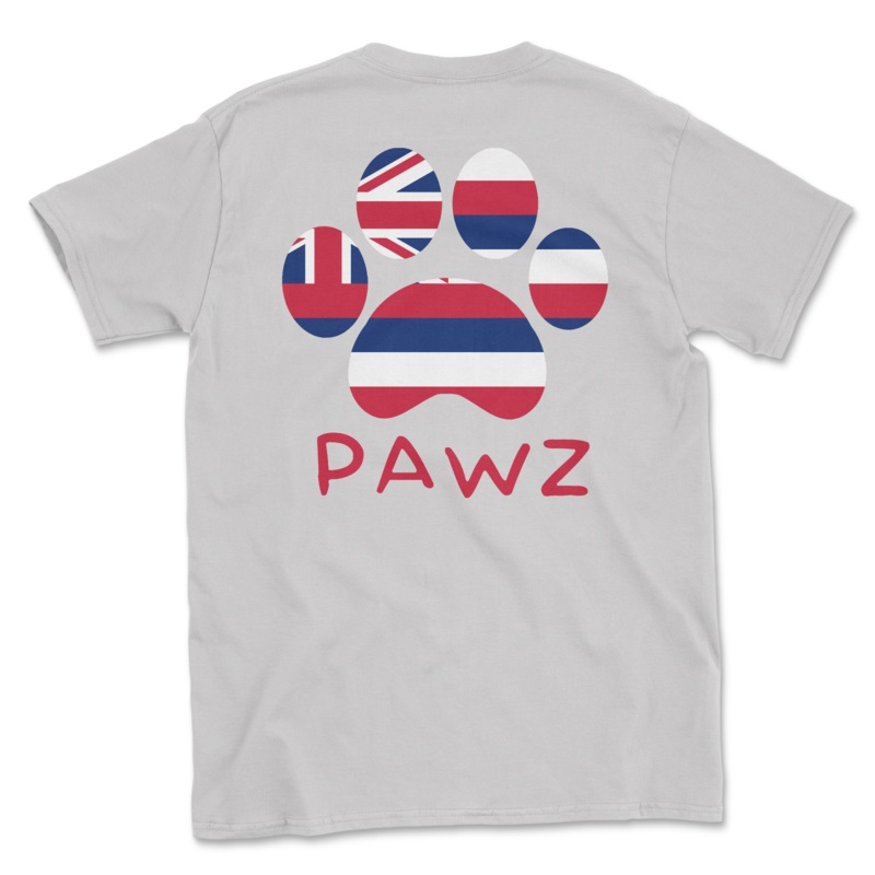 Hawaii Flag Paw (Adult Short Sleeve T-Shirt)