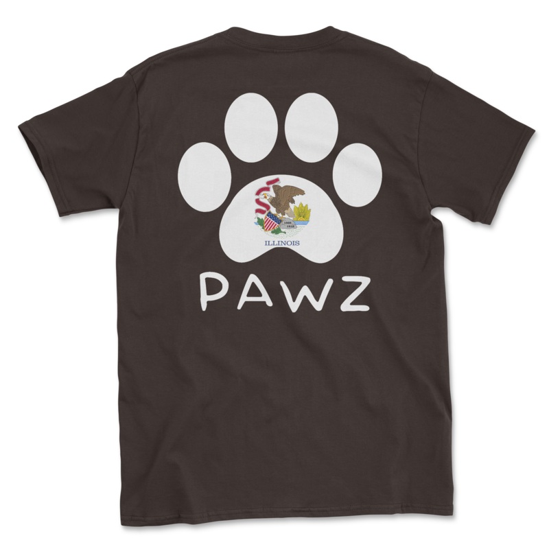 Illinois Flag Paw (Adult Short Sleeve T-Shirt)