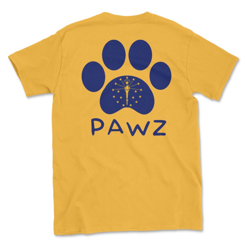 Indiana Flag Paw (Adult Short Sleeve T-Shirt)