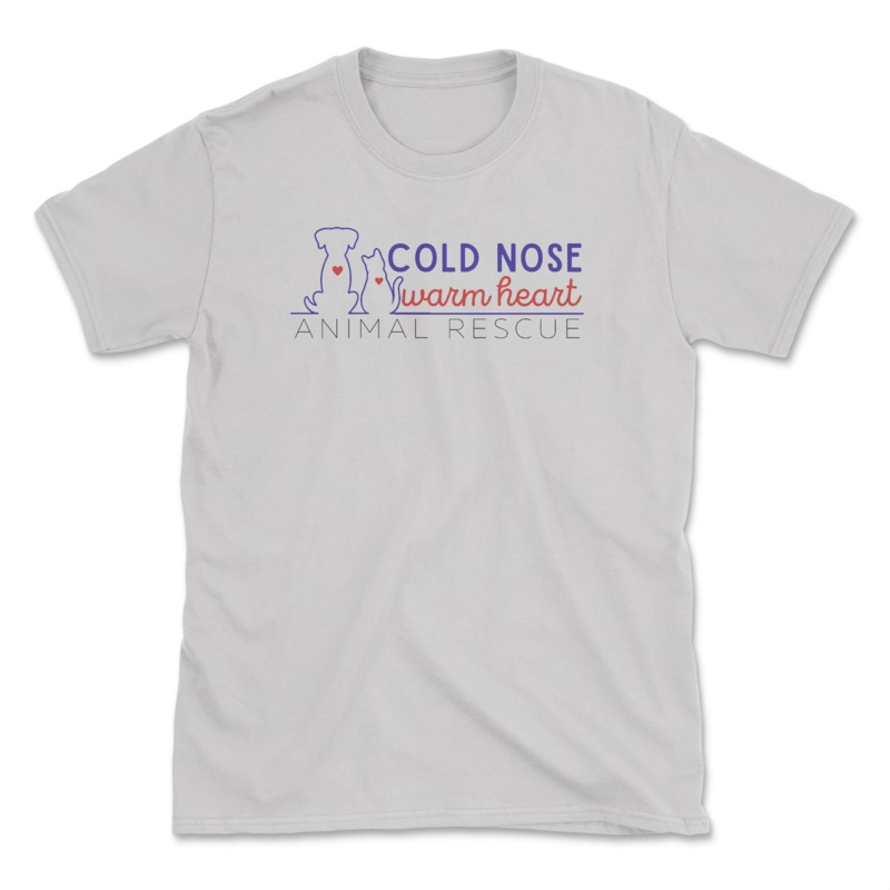 Logo (Front Print) – Ice Grey (Cold Nose Warm Heart) (Adult Short Sleeve T-Shirt)